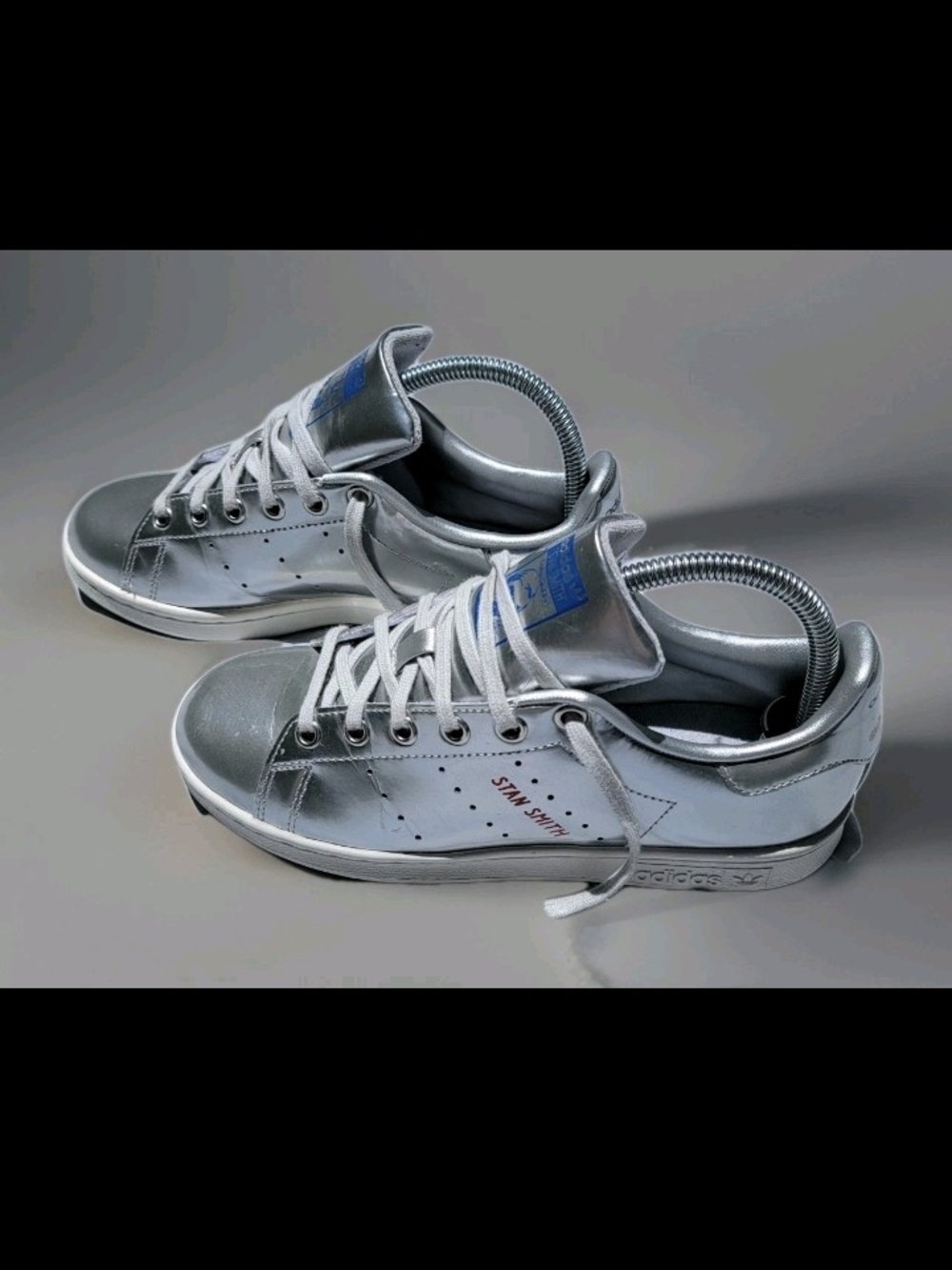 adidas Stan Smith Womens Size 5 Silver/White Metallic Leather Sneakers FW8062